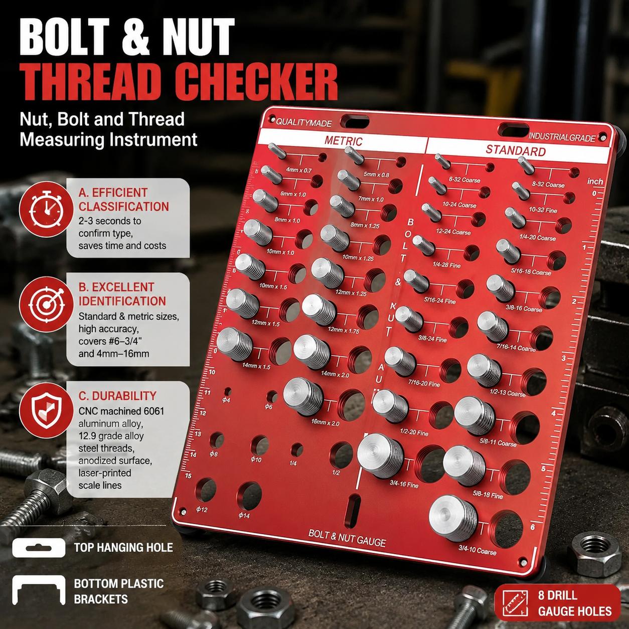 Woodworking Basic Tools - Set di calibri per filetti di